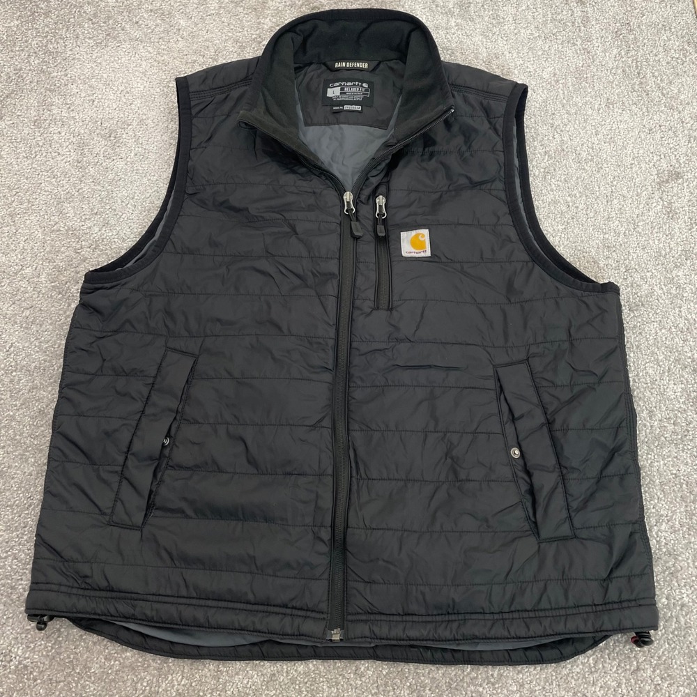 Carhartt Gilliam Vest Mens Large Rain Defender Relaxed Fit Black Quilted Puffer